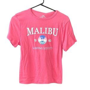 Nordstrom Women's Pink Malibu Surfing Society Graphic T-Shirt Size M